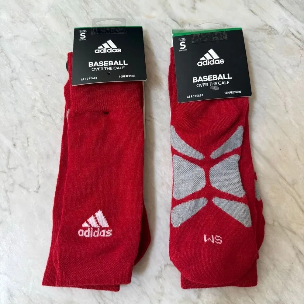 Adidas youth Baseball OVER-The-CALF SOCKS red Compression Sz S NWT